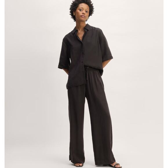 NWOT Everlane The Wide-Leg Pant in Butterlite Black Size XL